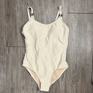 Kona Sol Cream Ribbed One-Piece Swimsuit